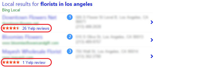 Bing Local Using Yelp Reviews